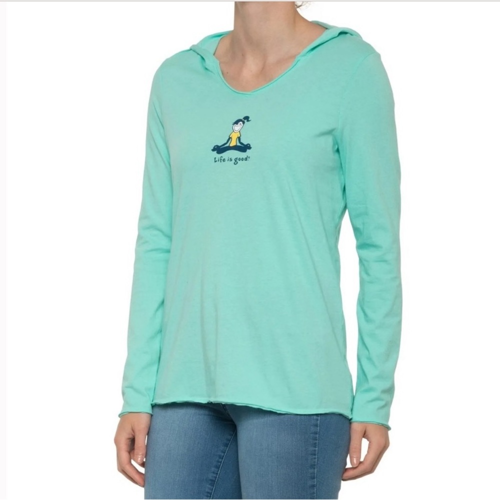 EUC- Life Is Good Jackie Yoga Lightweight Long Sleeve Tee Hoodie